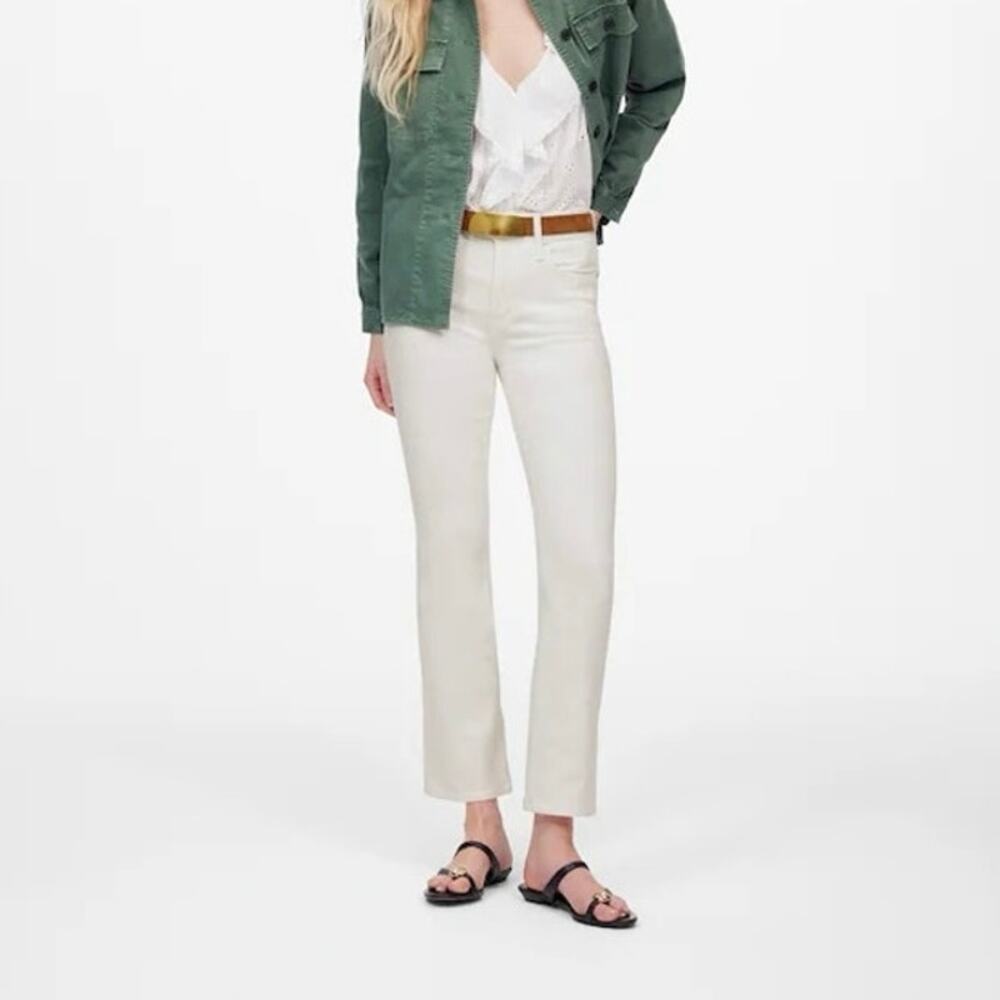 NWT Madewell Kick Out Flare Leg Mid Rise Crop Jeans In Pure White Size 33